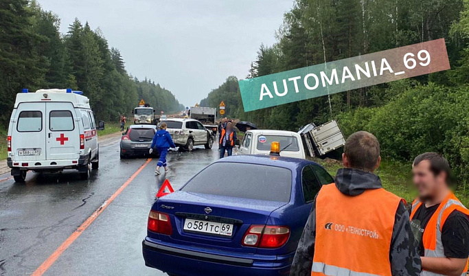 Две легковушки и грузовик попали в ДТП в Тверской области 